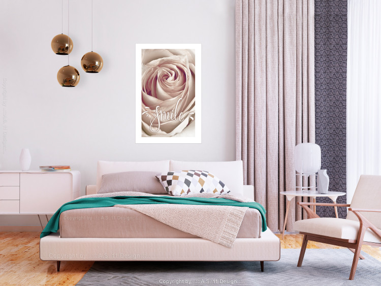 Poster Smile! - light pink rose flower and white English text 116520 additionalImage 4
