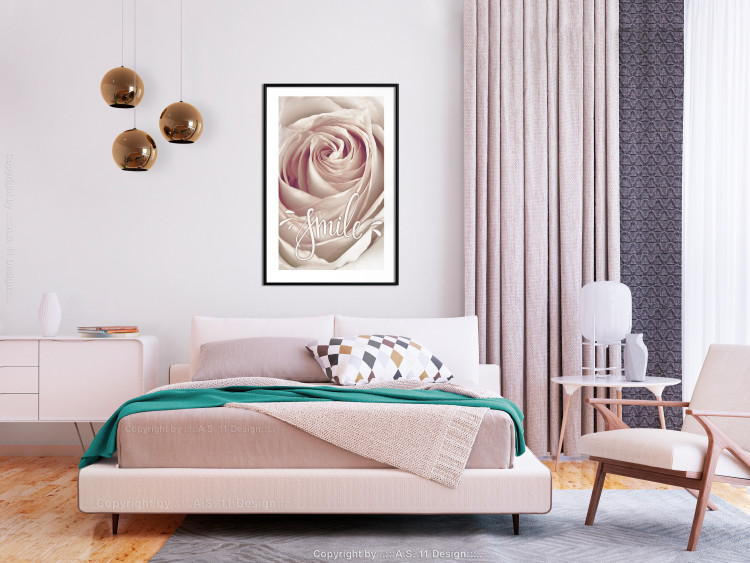 Poster Smile! - light pink rose flower and white English text 116520 additionalImage 6