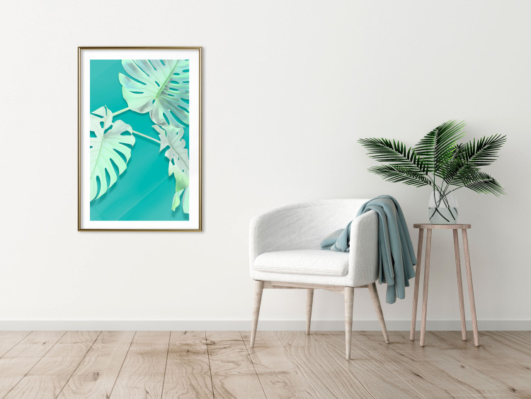 Poster Mint Monstera - green monstera leaves on a mint-colored background 122620 additionalImage 17