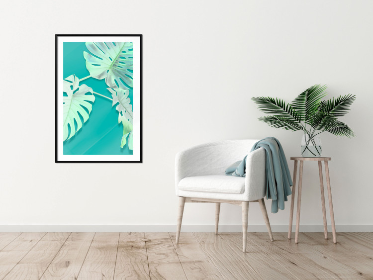 Poster Mint Monstera - green monstera leaves on a mint-colored background 122620 additionalImage 12
