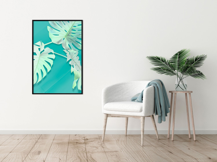 Poster Mint Monstera - green monstera leaves on a mint-colored background 122620 additionalImage 6
