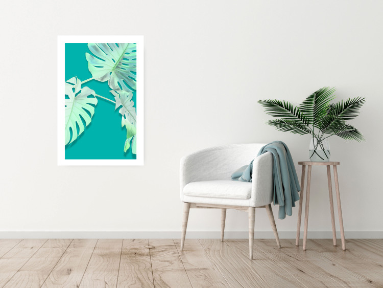 Poster Mint Monstera - green monstera leaves on a mint-colored background 122620 additionalImage 4