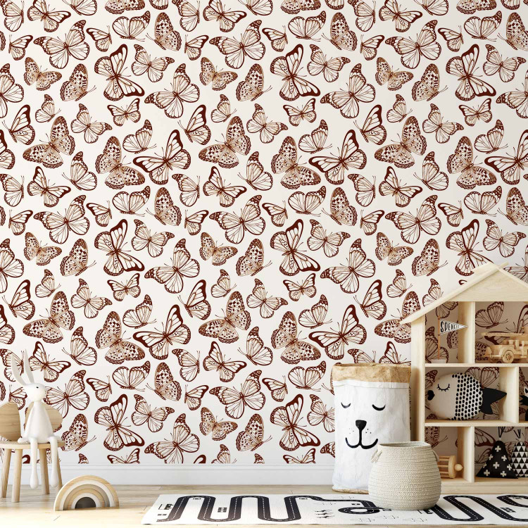 Modern Wallpaper Brown Butterflies 127020