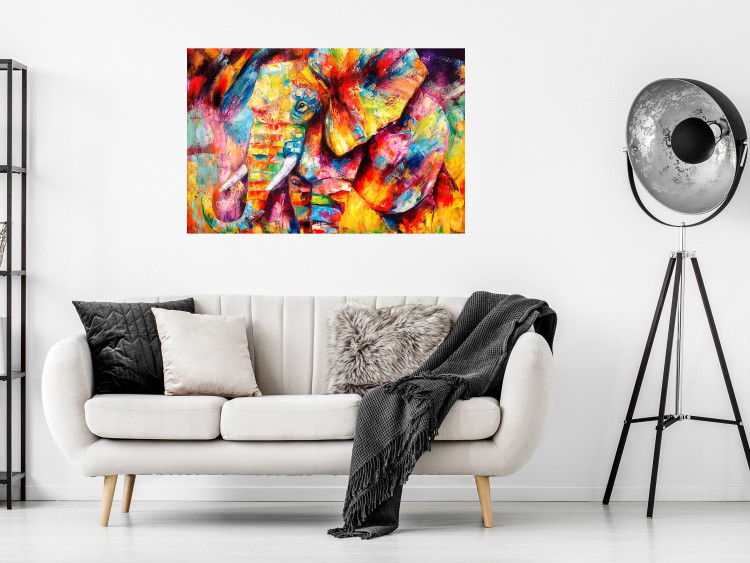 Poster Hot Africa - abstract colorful strokes on the background of a colorful elephant 127320 additionalImage 4
