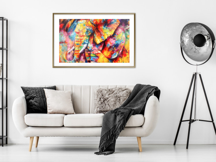 Poster Hot Africa - abstract colorful strokes on the background of a colorful elephant 127320 additionalImage 15