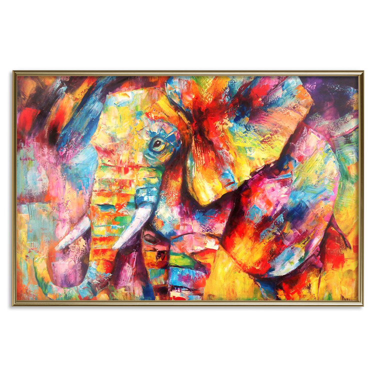 Poster Hot Africa - abstract colorful strokes on the background of a colorful elephant 127320 additionalImage 17