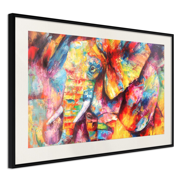Poster Hot Africa - abstract colorful strokes on the background of a colorful elephant 127320 additionalImage 2