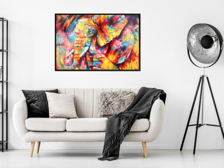Poster Hot Africa - abstract colorful strokes on the background of a colorful elephant 127320 additionalImage 6