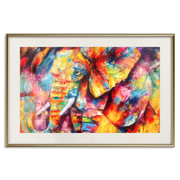 Poster Hot Africa - abstract colorful strokes on the background of a colorful elephant 127320 additionalImage 20