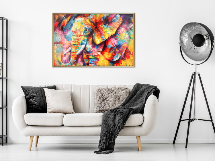 Poster Hot Africa - abstract colorful strokes on the background of a colorful elephant 127320 additionalImage 7
