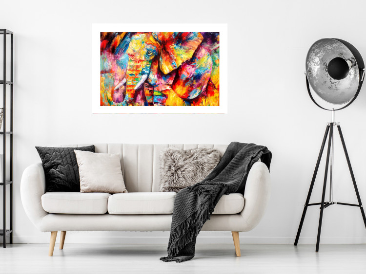 Poster Hot Africa - abstract colorful strokes on the background of a colorful elephant 127320 additionalImage 5