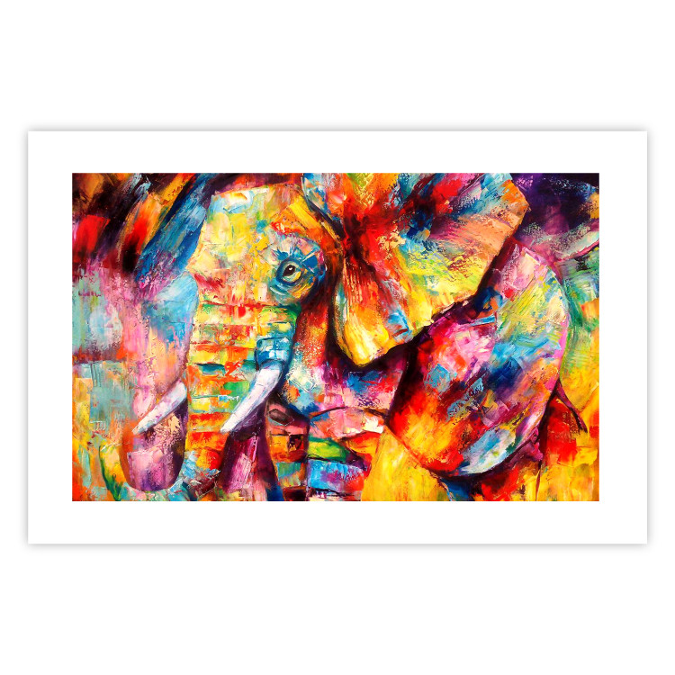 Poster Hot Africa - abstract colorful strokes on the background of a colorful elephant 127320 additionalImage 19