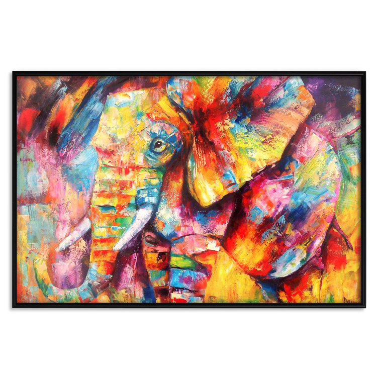 Poster Hot Africa - abstract colorful strokes on the background of a colorful elephant 127320 additionalImage 16
