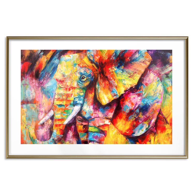 Poster Hot Africa - abstract colorful strokes on the background of a colorful elephant 127320 additionalImage 16