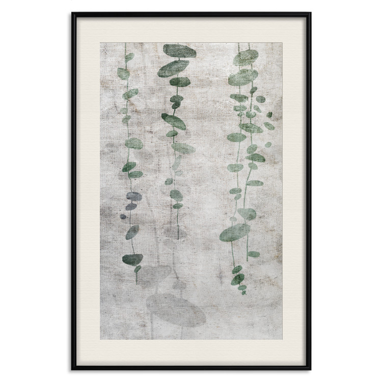 Wall Poster Grapevine - composition of green leaves on a gray fabric texture 127520 additionalImage 19