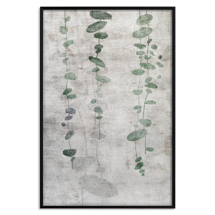 Wall Poster Grapevine - composition of green leaves on a gray fabric texture 127520 additionalImage 16