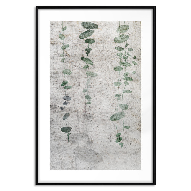 Wall Poster Grapevine - composition of green leaves on a gray fabric texture 127520 additionalImage 15