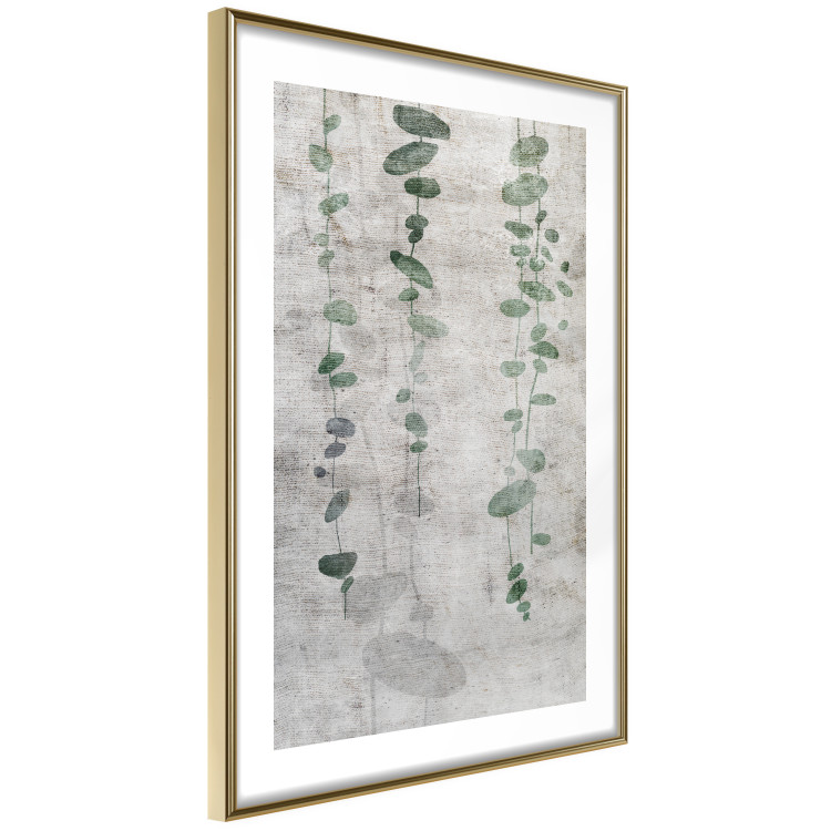 Wall Poster Grapevine - composition of green leaves on a gray fabric texture 127520 additionalImage 9