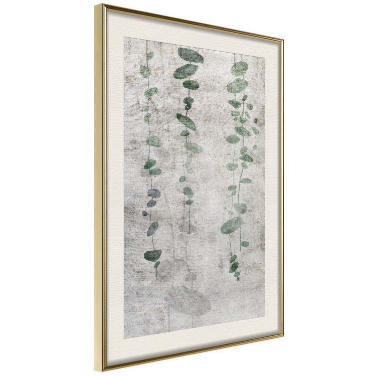 Wall Poster Grapevine - composition of green leaves on a gray fabric texture 127520 additionalImage 3
