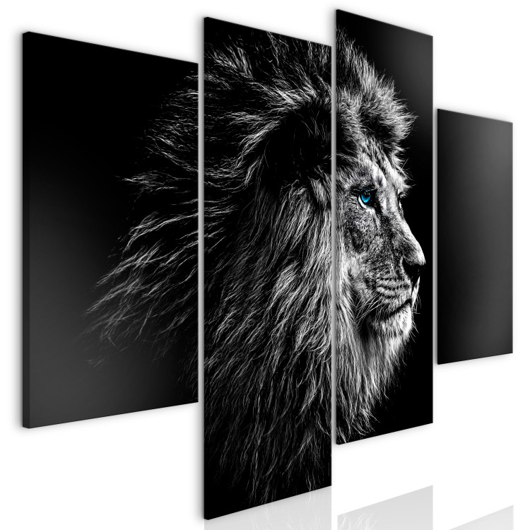 Canvas Art Print Blue-eyed Lion (4 Parts) 128820 additionalImage 2