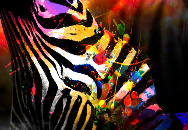 Canvas Print Happy Zebra (1-part) wide - abstract colorful animal 129120 additionalImage 5