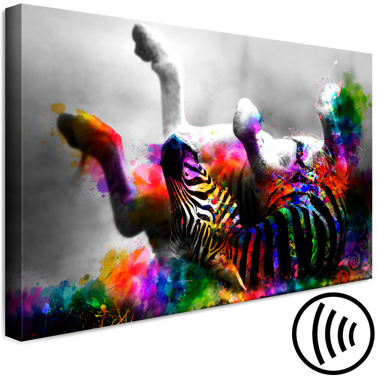 Canvas Print Happy Zebra (1-part) wide - abstract colorful animal 129120 additionalImage 6