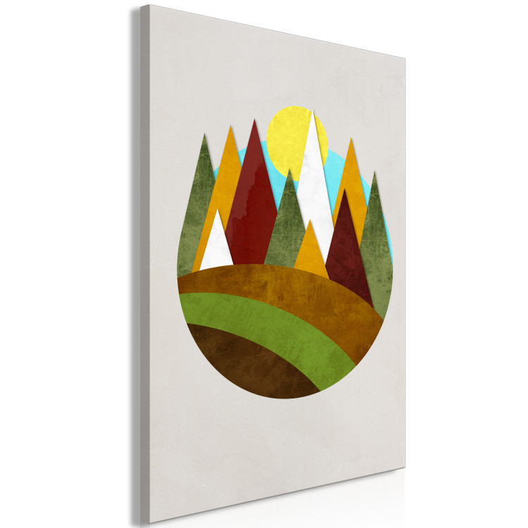 Canvas Art Print Mountain Trail (1-part) vertical - abstract landscape of forest and mountains 129320 additionalImage 2