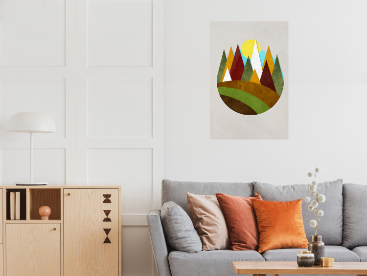 Canvas Art Print Mountain Trail (1-part) vertical - abstract landscape of forest and mountains 129320 additionalImage 3
