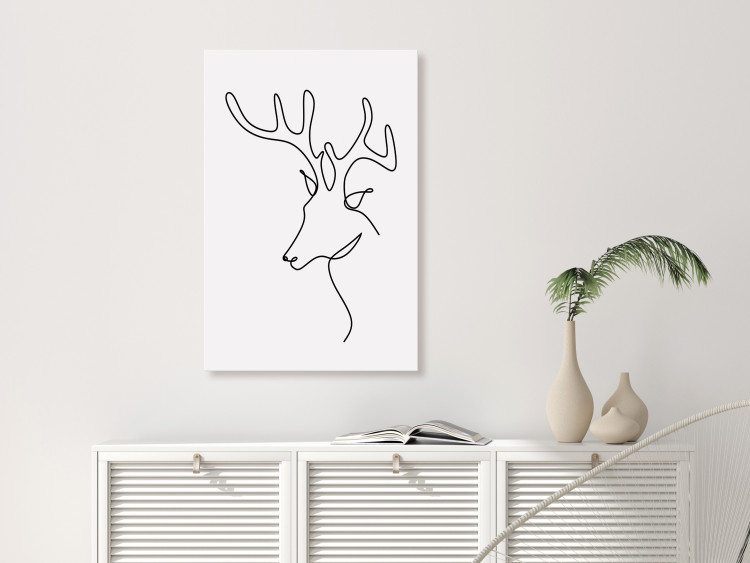 Canvas Deer profile - black and white line art abstraction 130720 additionalImage 3