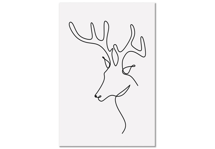 Canvas Deer profile - black and white line art abstraction 130720