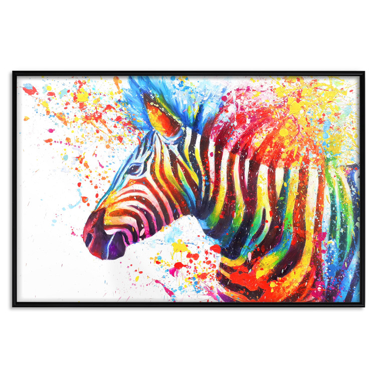 Poster Zebra Levels - animal in a multicolored composition on a white background 132020 additionalImage 18