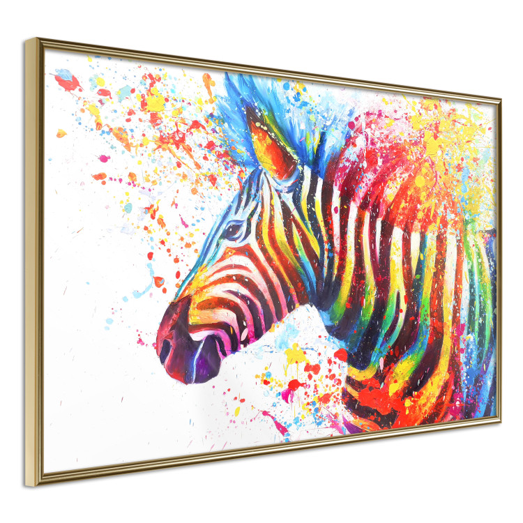 Poster Zebra Levels - animal in a multicolored composition on a white background 132020 additionalImage 11