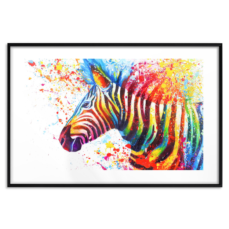 Poster Zebra Levels - animal in a multicolored composition on a white background 132020 additionalImage 15