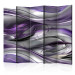 Folding Screen Tunnels (Purple) II (5-piece) - modern silver abstraction 132720