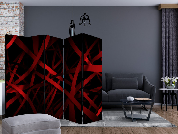 Room Separator Fear of Darkness II (5-piece) - black-red abstraction 132820 additionalImage 4