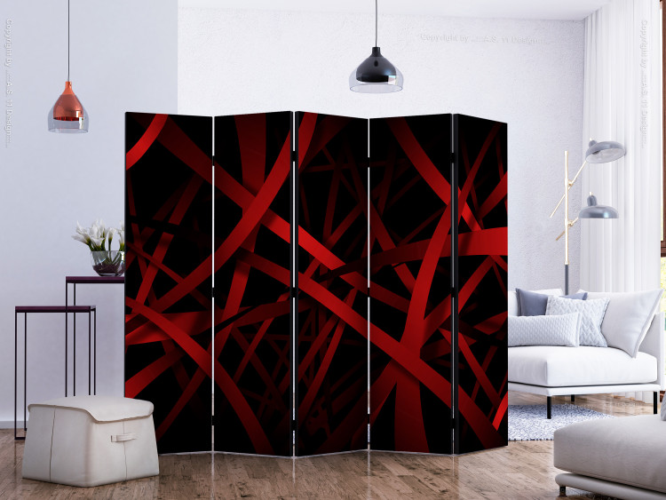Room Separator Fear of Darkness II (5-piece) - black-red abstraction 132820 additionalImage 2