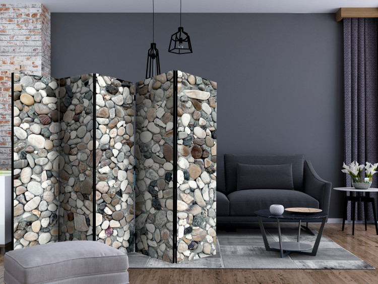 Room Divider Colorful Pebbles on the Beach (5-piece) - summer background in a stone mosaic 133020 additionalImage 4