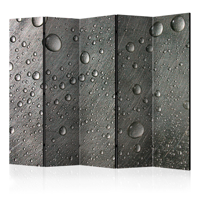 Room Separator Steel Surface with Water Drops II (5-piece) - gray pattern 133420