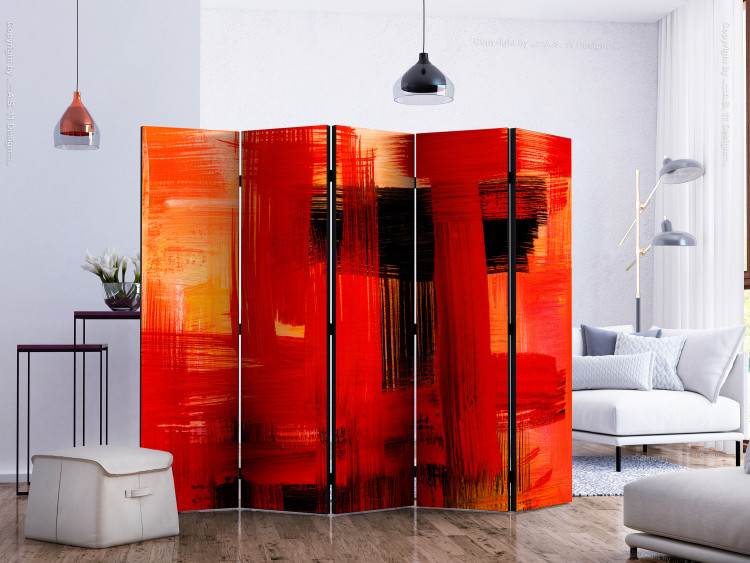 Folding Screen Crimson Prison II (5-piece) - abstraction in red background 133520 additionalImage 2
