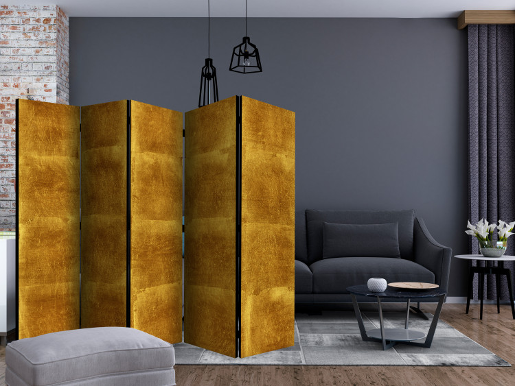 Room Divider Screen Golden Cage II - golden texture with darker hue glow 133620 additionalImage 4