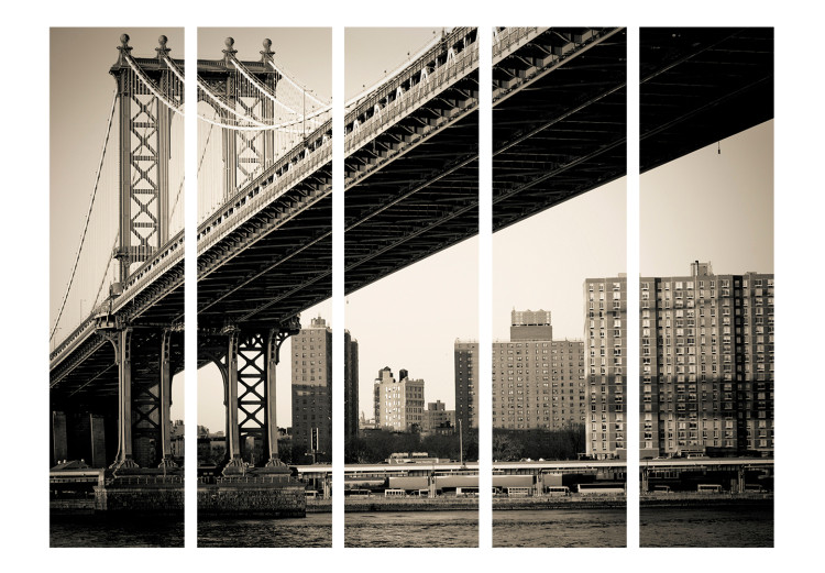 Folding Screen Manhattan Bridge, New York II - bridge architecture in sepia color 133820 additionalImage 3