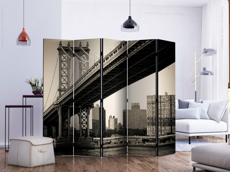 Folding Screen Manhattan Bridge, New York II - bridge architecture in sepia color 133820 additionalImage 2