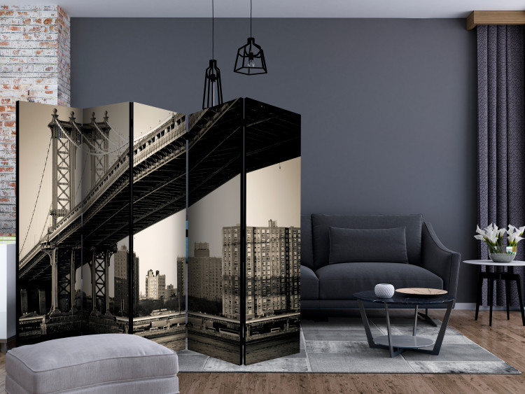 Folding Screen Manhattan Bridge, New York II - bridge architecture in sepia color 133820 additionalImage 4