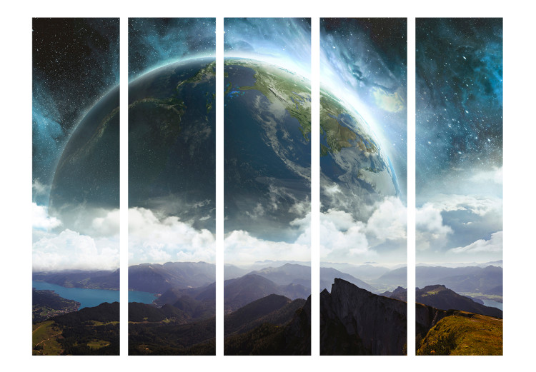 Room Separator Earth II - fantasy mountain landscape against a sky with a large planet 134120 additionalImage 3