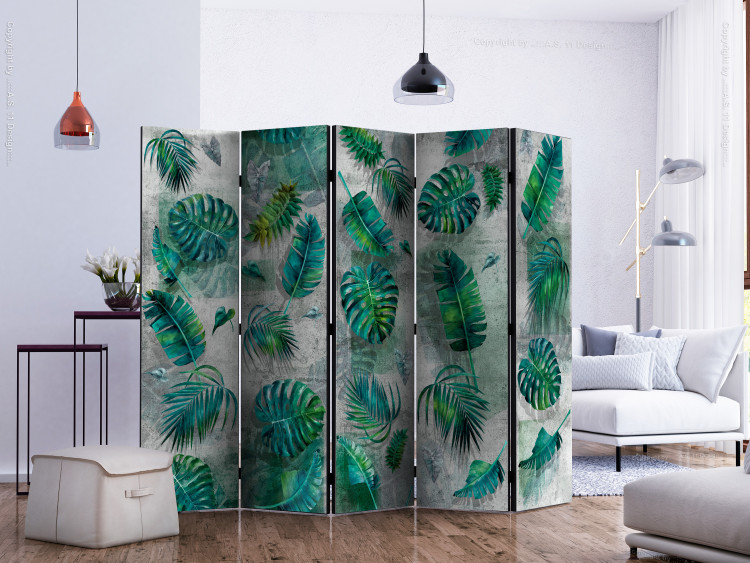 Room Divider Modernist Jungle II (5-piece) - leaves of tropical plants 134320 additionalImage 2