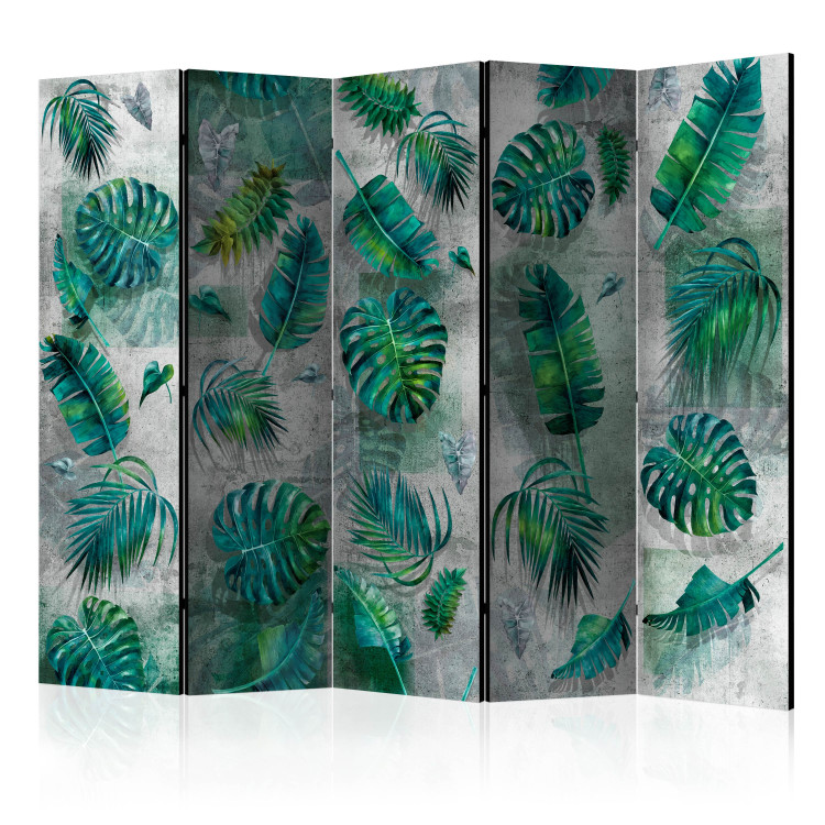 Room Divider Modernist Jungle II (5-piece) - leaves of tropical plants 134320