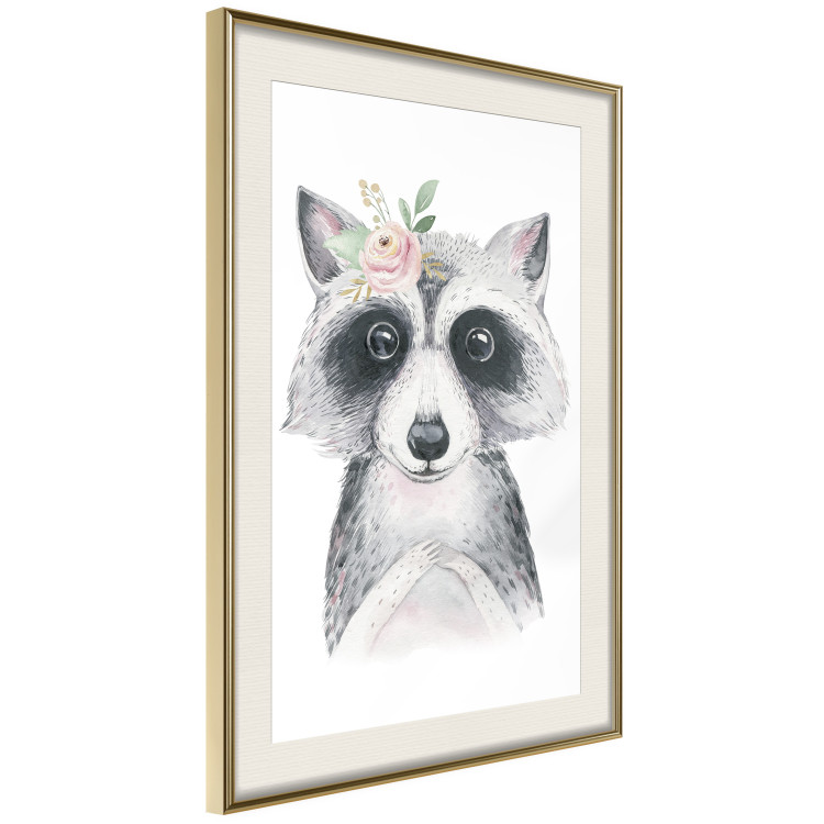 Poster Little Raccoon - funny portrait of an animal on a white contrasting background 135720 additionalImage 2
