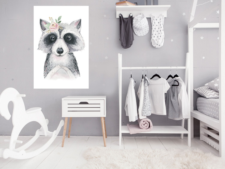 Poster Little Raccoon - funny portrait of an animal on a white contrasting background 135720 additionalImage 25