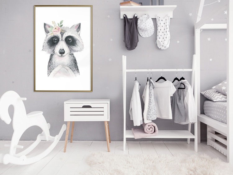 Poster Little Raccoon - funny portrait of an animal on a white contrasting background 135720 additionalImage 21