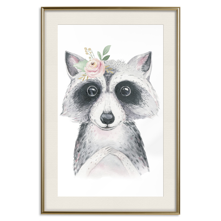 Poster Little Raccoon - funny portrait of an animal on a white contrasting background 135720 additionalImage 27